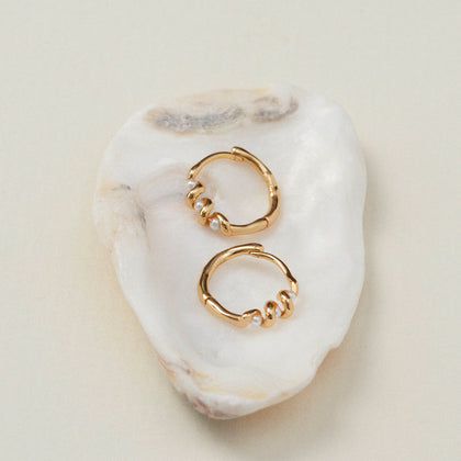 Gaia Pearl Hoops Silver